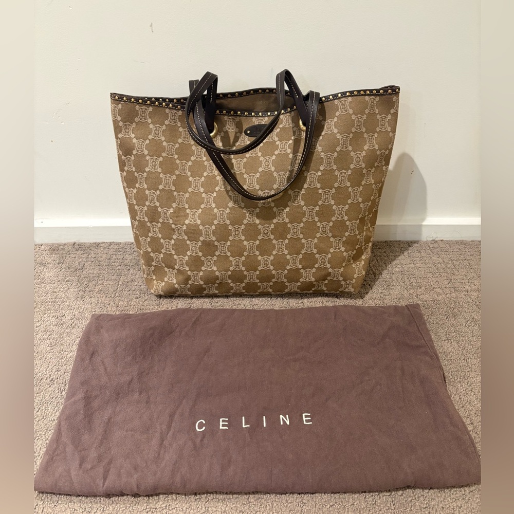 Celine Macadam large canvas tote bag vintage